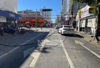 Cabo rompido deixa trânsito lento na Barão da Lagoa Dourada