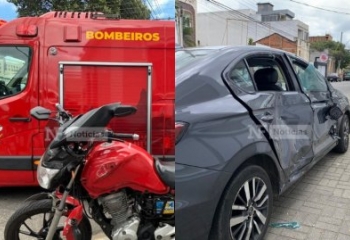 Homem fica ferido em grave acidente entre carro e moto em Campos