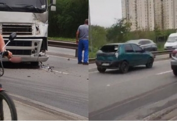 Engavetamento deixa trânsito lento na BR-101, em Campos 