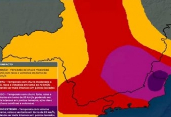 Perigo de chuva volumosa: Norte Fluminense entra em estágio de atenção com chegada de frente fria
