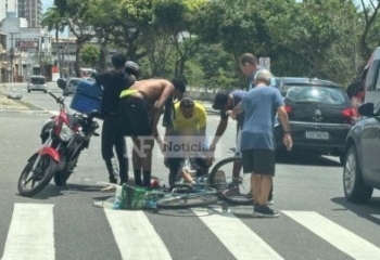 Colisão entre moto e bicicleta deixa idoso de 80 anos ferido em Campos