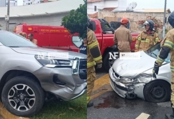Mulher fica ferida em acidente entre dois carros em Campos 
