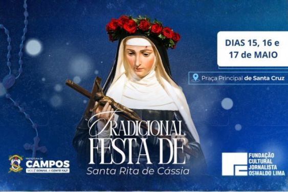 Festa de Santa Rita de Cássia com três dias de fé, cultura e música em Santa Cruz 