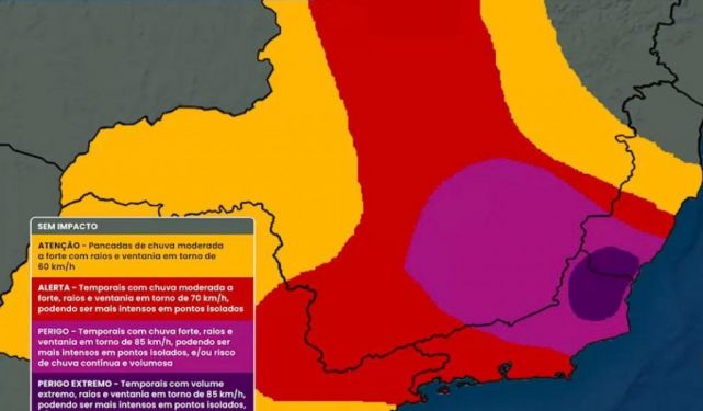 Perigo de chuva volumosa: Norte Fluminense entra em estágio de atenção com chegada de frente fria